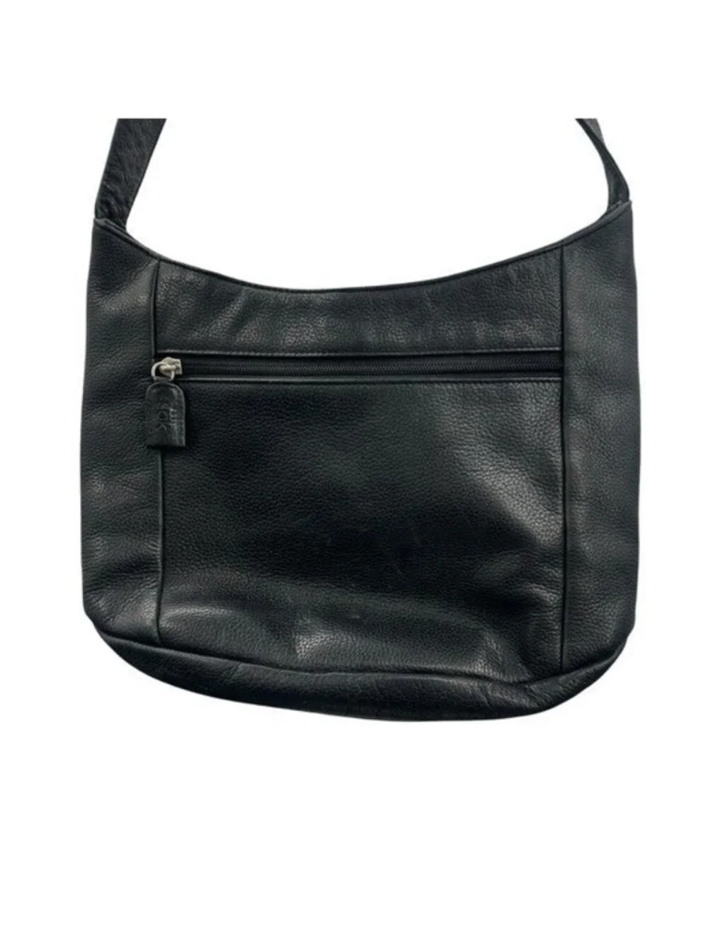 The Sak Pure Leather Shoulder Bag Handbag Purse Black Pebbled Vintage